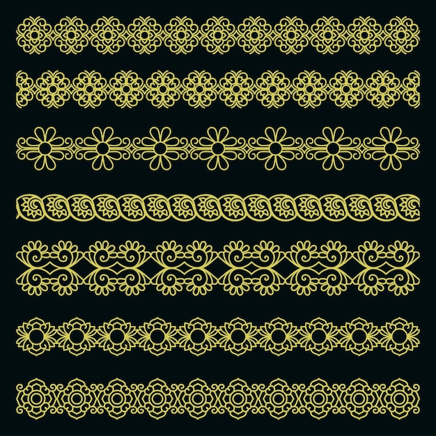 una serie de bordes ondulados textiles o tejidos tradicionales