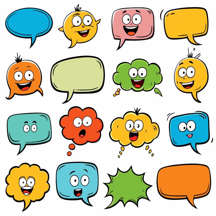 Vector una serie de burbujas de habla de estilo cómico con la palabra "ok" en la parte inferior