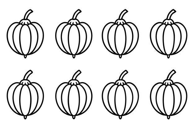 una serie de calabazas con un contorno negro y un fondo blanco