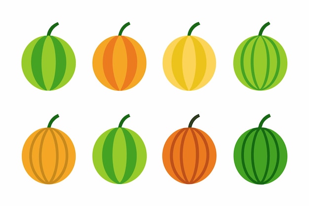 una serie de calabazas naranjas y verdes con un patrón verde y naranja