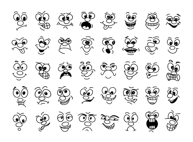 una serie de caras con las palabras caras en ellos
