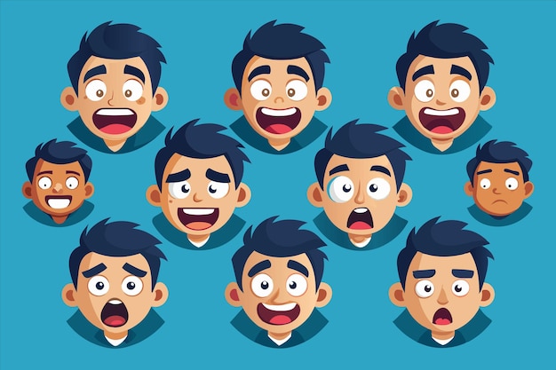 una serie de caras de personas con diferentes expresiones