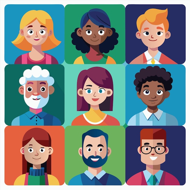 una serie de caras que incluyen uno de los personajes del mismo personaje