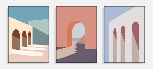 Serie de carteles de arquitectura minimalista