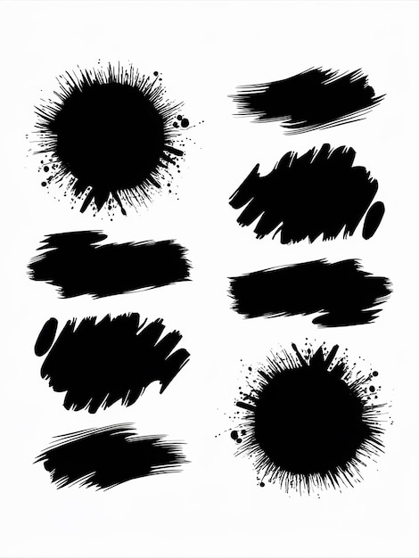 Vector una serie de círculos en blanco y negro con tinta negra y tinta negra