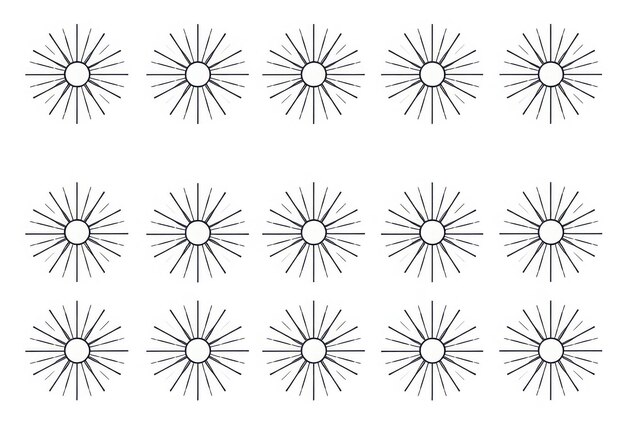 una serie de círculos blancos y negros con las palabras " sol " en ellos