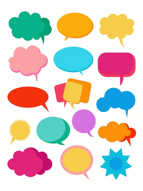 una serie colorida de burbujas de habla con la palabra " amor " en la parte inferior