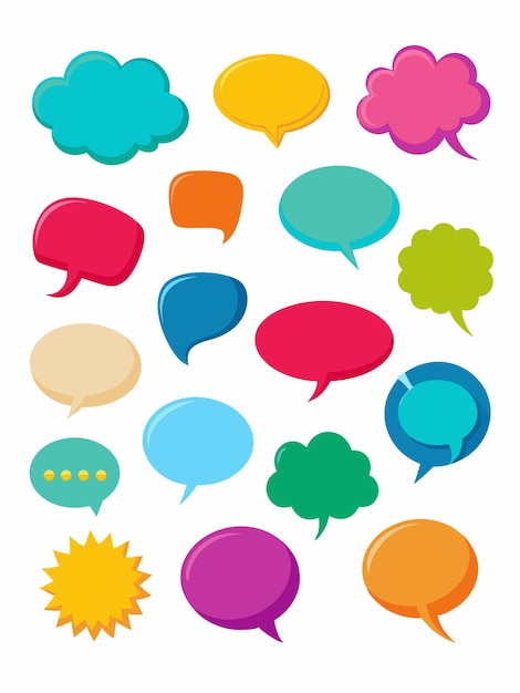 una serie colorida de burbujas de habla con la palabra cita la palabra cita en la parte inferior