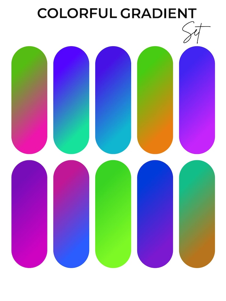 Vector una serie colorida de clavos con diferentes colores y colores