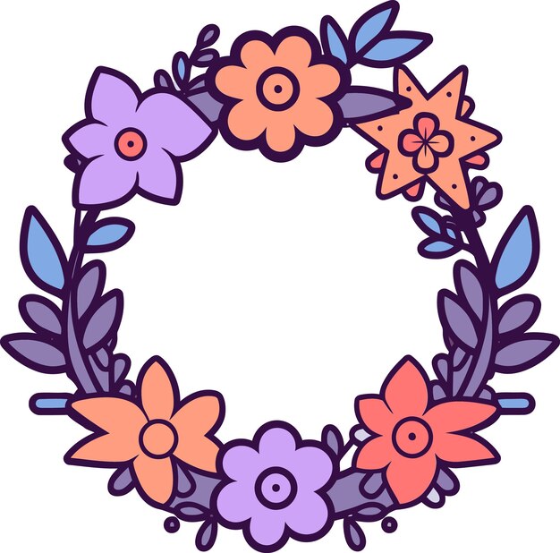 Serie de coronas ilustradas de follaje florecienteNaturas anillos vectoriales Arte de coronas decorativas