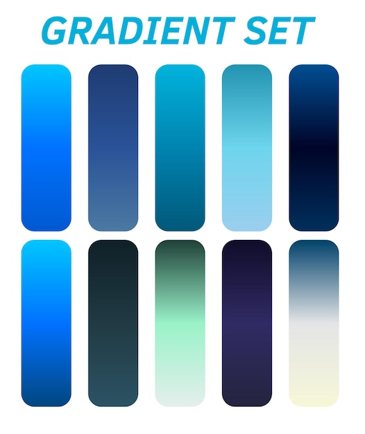 una serie de cuadrados de diferentes colores con las palabras gradiente en la parte inferior