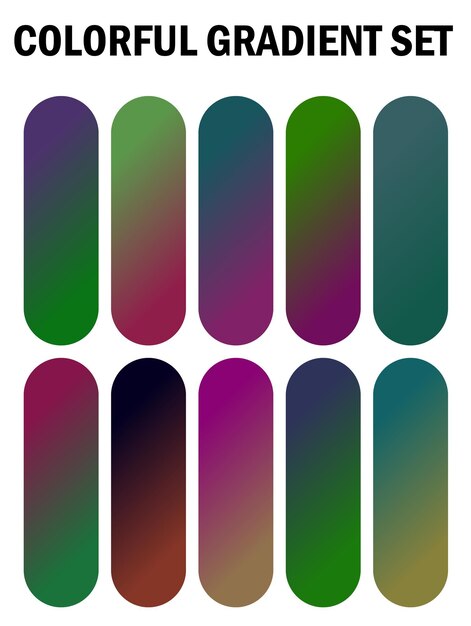 una serie de cuadrados multicolores con diferentes colores y un verde púrpura y púrpura