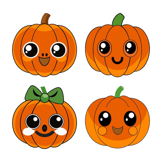 Una serie de dibujos animados de calabazas con ojos