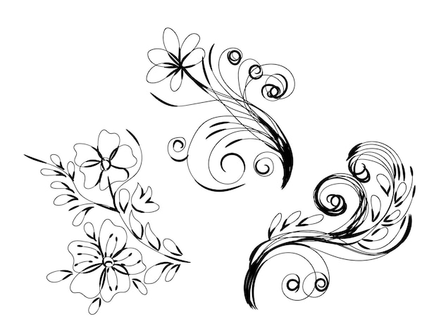 Vector una serie de dibujos que dicen flores y