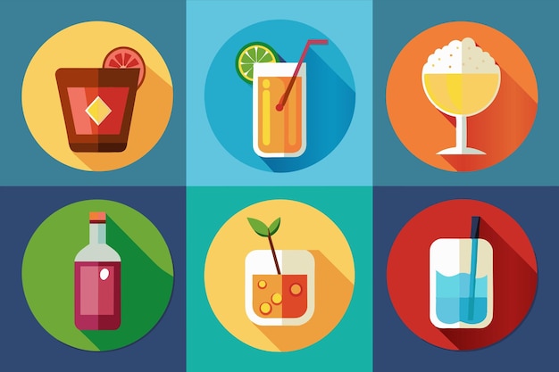 una serie de diferentes imágenes de bebidas y cócteles