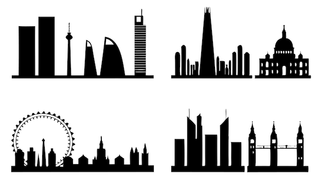 una serie de diferentes imágenes del horizonte de la ciudad