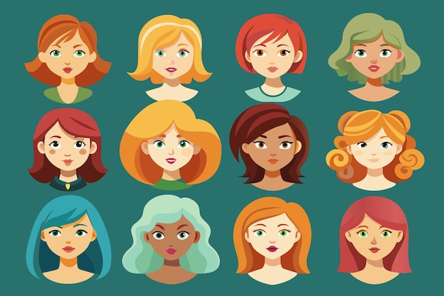 una serie de diferentes peinados de diferentes colores