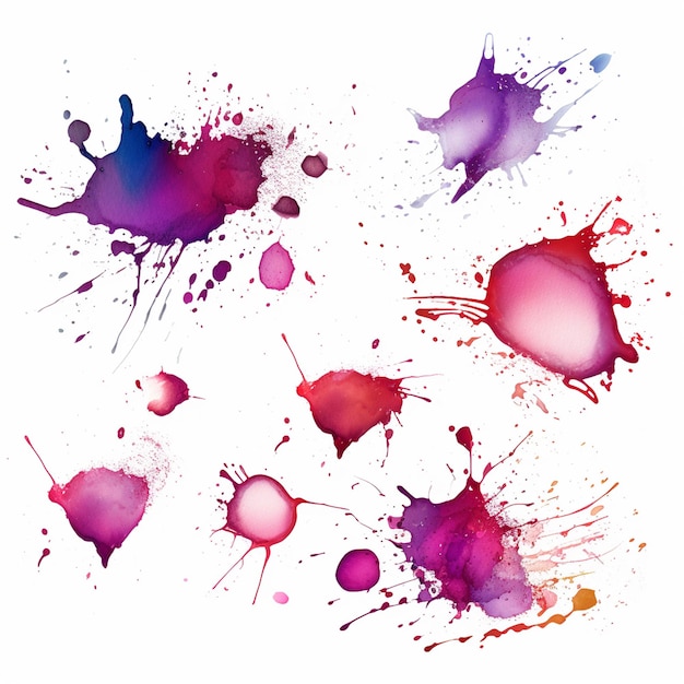 Vector una serie de gotas de diferentes colores y un salto púrpura y rosa