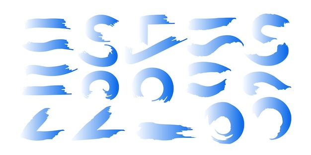 Serie de gradientes de pinceladas grunge Vector de pinceles de gradientes azules Objeto aislado
