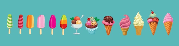 Vector serie de helados antiguos