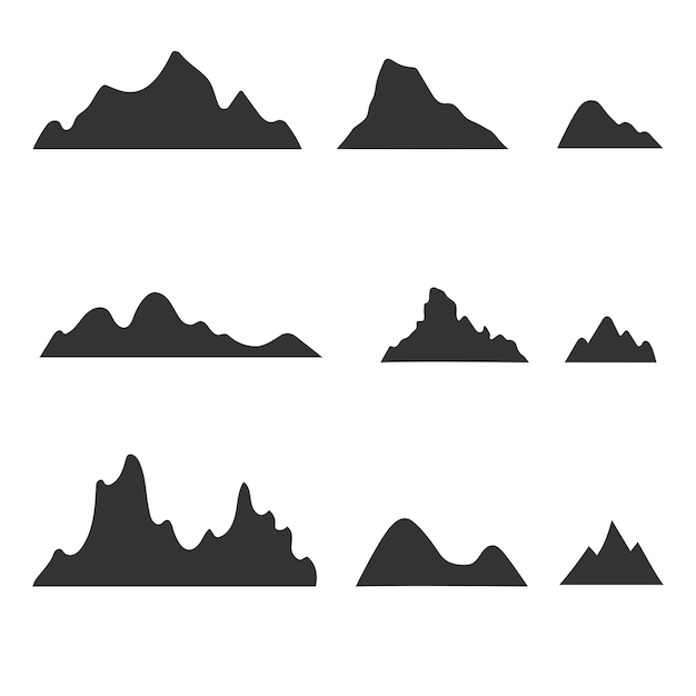 una serie de iconos de montaña conceptos para logotipos emblemas aventuras y pegatinas