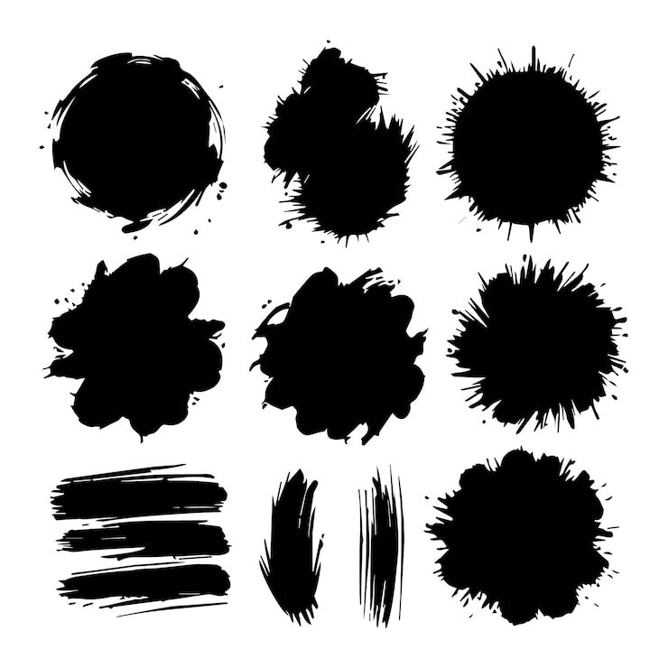 Vector una serie de imágenes en blanco y negro de círculos y formas