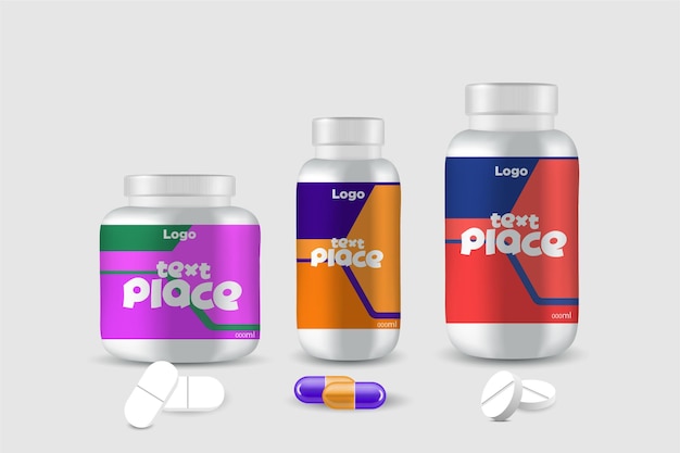 una serie de imágenes de botellas de diferentes pastillas y pastillas