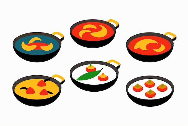 una serie de imágenes de comida incluyendo una tetera y un cuenco de comida
