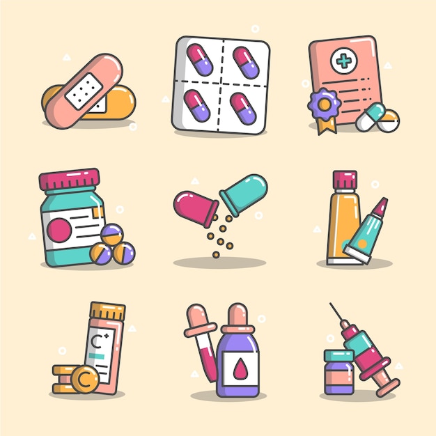 una serie de imágenes de diferentes artículos, incluida la medicina, la medicina y la medicina