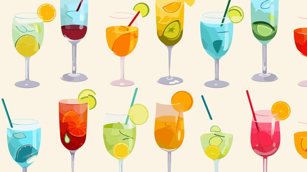 una serie de imágenes de diferentes bebidas de colores con diferentes colores