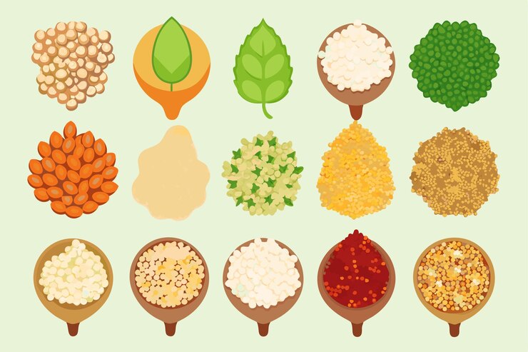 Vector una serie de imágenes de diferentes especias, incluidas especias, hierbas y especias