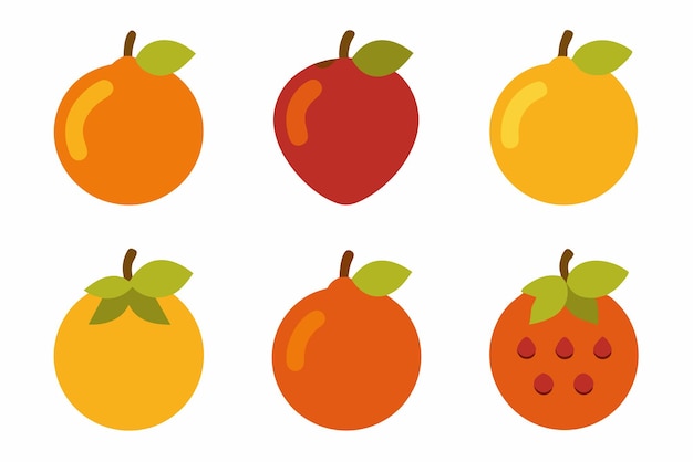 una serie de imágenes de diferentes frutas, incluida una que tiene una hoja verde
