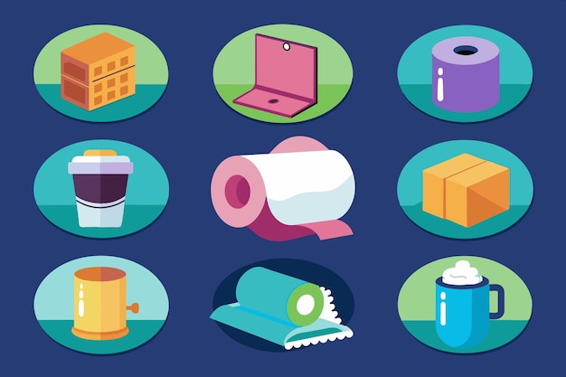 una serie de imágenes de diferentes productos, incluida una caja de pañuelos y una caja