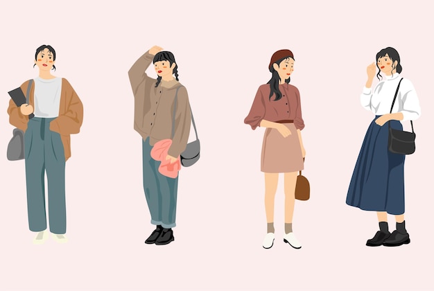 una serie de imágenes de mujeres en diferentes trajes