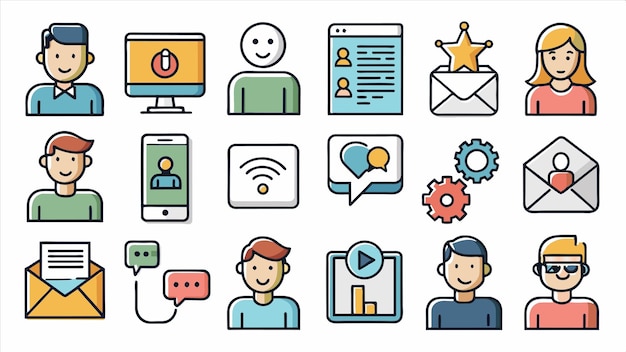 una serie de imágenes de personas con una computadora y un letrero que dice correo
