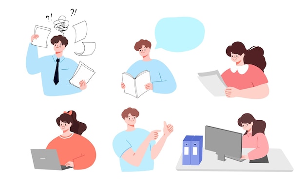 una serie de imágenes de personas leyendo y leyendo un libro