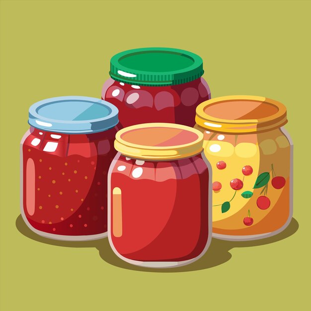 una serie de jarras con jarras de diferentes colores y una con la tapa abierta