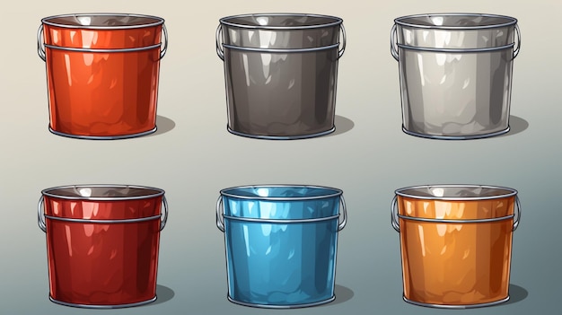 Vector una serie de latas de colores con diferentes colores