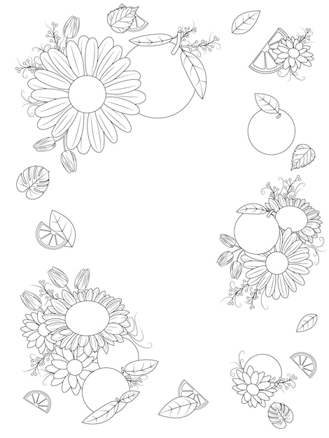 Vector serie de libros para colorear de marco floral página 5