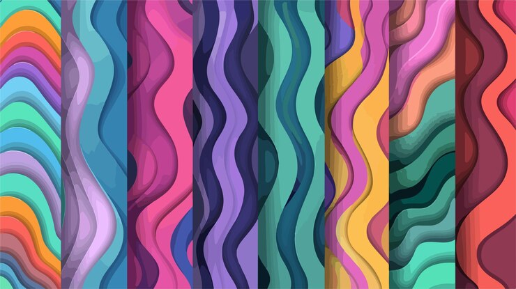 una serie de líneas de colores arco iris con diferentes colores
