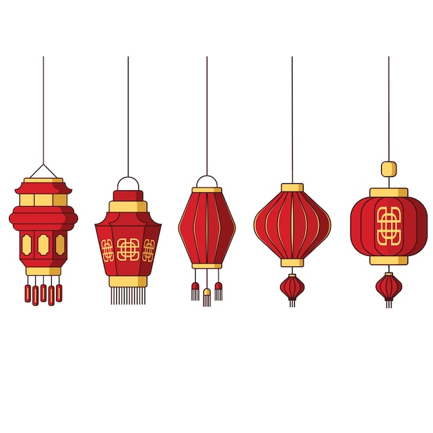 una serie de linternas chinas con la palabra "chinas" en la parte inferior