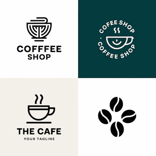 una serie de logotipos para cafeterías, cafeterías y cafeterías