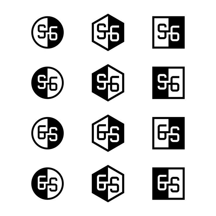 Vector serie de logotipos positivos y negativos sg y gs adecuados para cualquier empresa