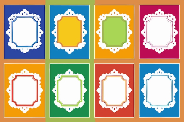 una serie de marcos con diferentes colores y formas