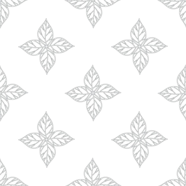 Serie de motivos de hojas simples en línea de contorno escandinava para papel tapiz de tela textil