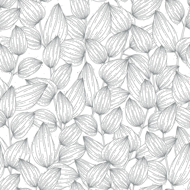 Serie de motivos de patrones florales sin costuras en tela textil de contorno de dibujo manual floral rústico