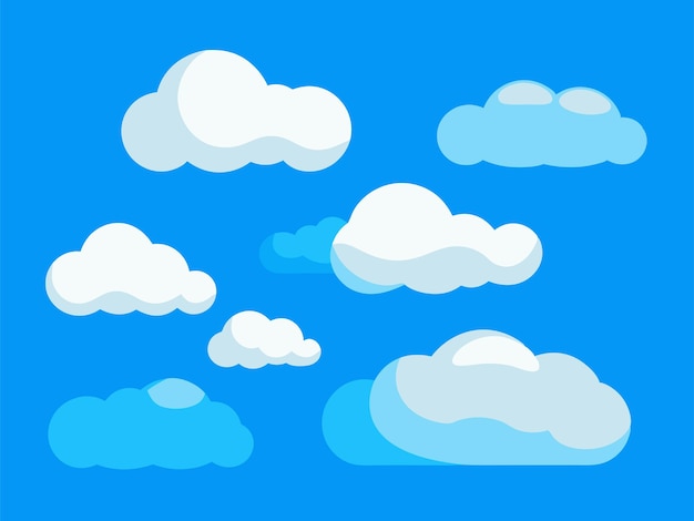 una serie de nubes con las palabras " azul " en la parte inferior