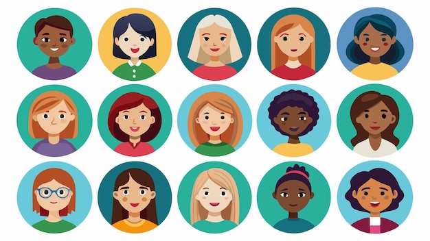 una serie de personas avatar con diferentes caras y las palabras personas