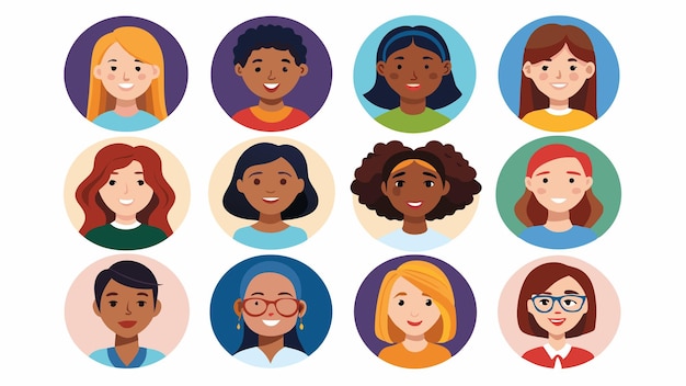 una serie de personas avatar con diferentes caras y las palabras personas
