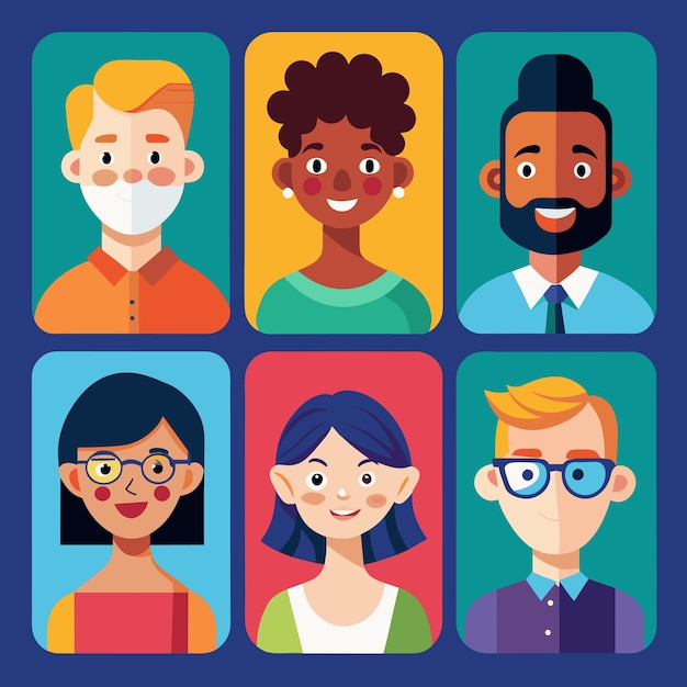 una serie de personas con caras diferentes y uno tiene una cara que dice no